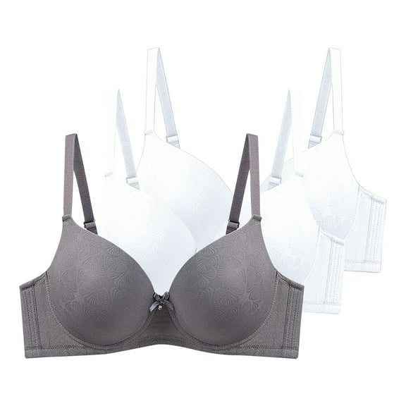 Viluyesy Womens T-Shirt Bra 3-Pack, Comfort Fit Adjustable Strap Breathable Everyday Push Up Underwear Gray