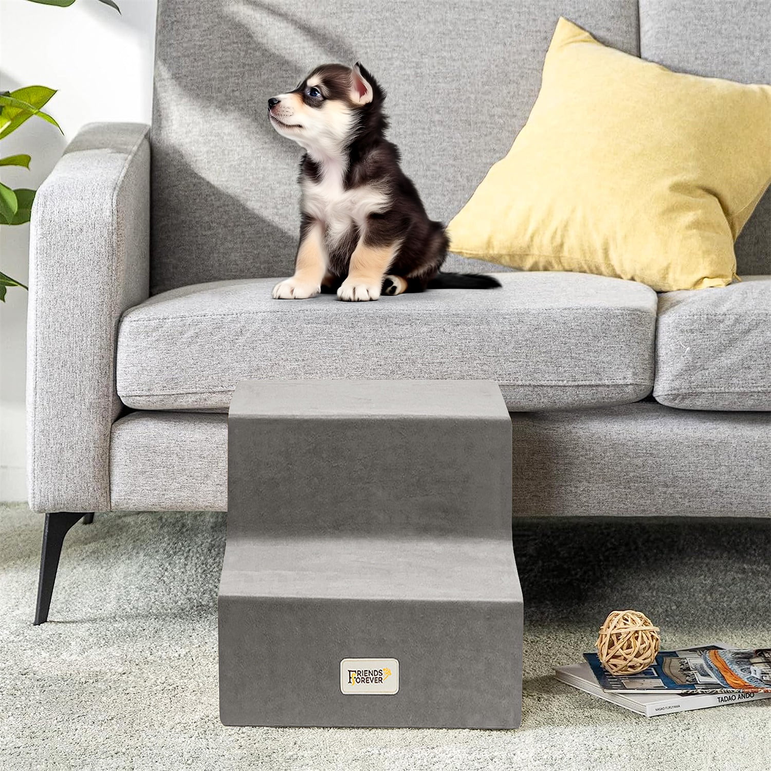 Pefilos 23" Pet Stairs for Small Dogs, 3-Step Dog Ramp for Beds and Couch, Non-Slip Balanced Indoor Step, Gray Pefilos 23" Pet Stairs for Small Dogs, 3-Step Dog Ramp for Beds and Couch, Non-Slip Balanced Indoor Step, Gray