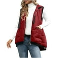 thumbnail image 2 of SuTry Women's Solid Color Hooded Vest Fall Winter Lightweight Thickened Sleeveless Front Zip with Pockets Casual Outerwear(Red,XL), 2 of 9