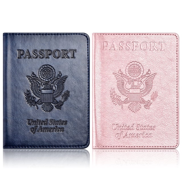 Funda tipo cartera con soporte para pasaporte Eoehro, paquete de 2 unidades para viajes