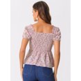 thumbnail image 3 of DARING DIVA Women's Floral Neck Ruffle Peasant Top Blouse S Pink, 3 of 6