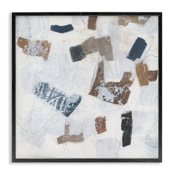 Stupell Industries Rustic Abstract Forms Abstract Painting Black Framed Art Print Wall Art, 12 x 12