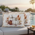 thumbnail image 4 of Grey Fall Outdoor Waterproof Pillow Covers, Thanksgiving Maple Leaf Harvest Botanical Decorative Rectangle Throw Pillowcase Sofa Cushion Sham for Patio/Couch/Chair, 20"x12" 2 Pack, 4 of 8