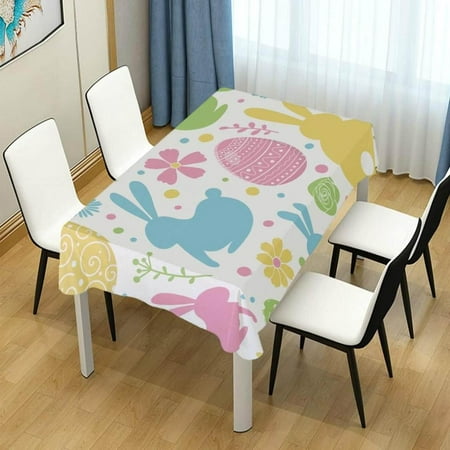 

Hyjoy Easter Bunny Eggs Rectangle Tablecloth Spill-Proof Polyester Table Cloth Table Cover for Kitchen Dining Picnic Holiday Party Decoration 54x72 Inch