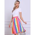 thumbnail image 2 of DARING DIVA Women's Striped Button Front Elastic Back Waist A-Line Skirt XL Rainbow, 2 of 6