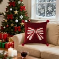 thumbnail image 5 of Red Bow Throw Pillow - Christmas Decorative Cushion, Plush Velvet Pillow with Bow Double-Sided Design for Bedroom Sofa Bed Headboard Removable Cover, 5 of 6