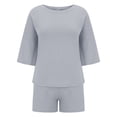 thumbnail image 4 of GILIGEGE 2 Piece Sets for Women Womens Sets Two Piece Set Summer Outfits 2 Piece Pajama 3/4 Sleeve Oversized Tshirts Elastic Waist Short Summer Lounge Sets Grey Xxl, 4 of 9