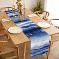 thumbnail image 3 of Navy Blue Ombre Table Runner - 70 Inch Long, Kitchen Dining Table Runner Dresser Scarves, Modern Abstract Art Farmhouse Farmhouse Decor for Coffee Tables Wedding Party Banquet, 3 of 8