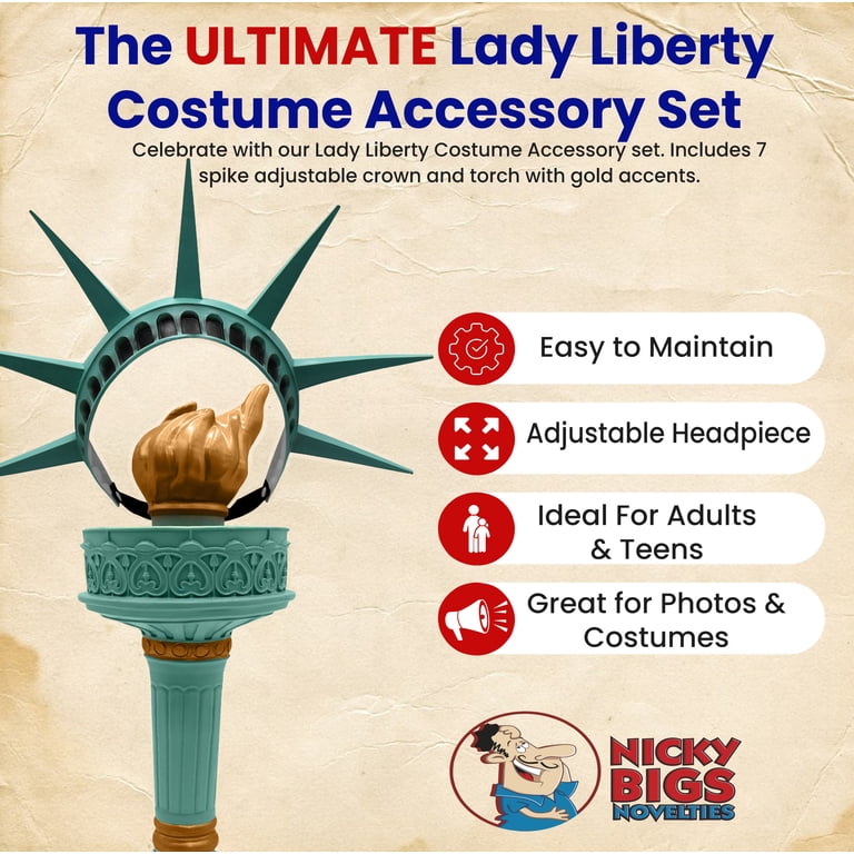 Lady Liberty Costume Accessories Crown Torch Pu Women’s Patriotic Event Nicky Bigs Novelties Adult Statue of Liberty Torch and Crown  main image 4