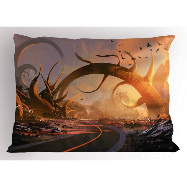Fantasy Pillow Sham Fairytale Fiction Design with Mystic Twisted