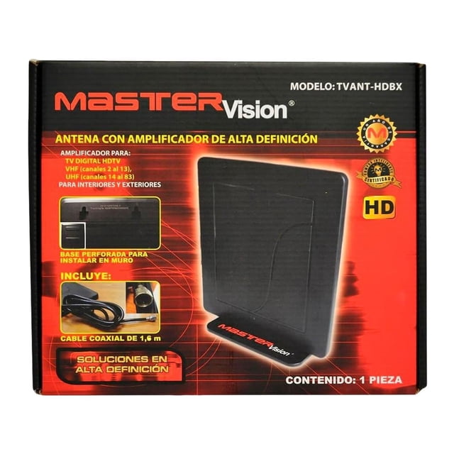 Antena Master Vision Interior con Amplificador TVANTHDBX Negra