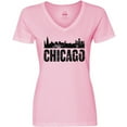 thumbnail image 3 of Inktastic Chicago Skyline Grunge Women's V-Neck T-Shirt, 3 of 5