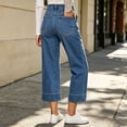 thumbnail image 4 of Capri Jeans for Women High Waisted Wide Leg Trendy Strechy Loose Straight Cropped Denim Jeans Pants with Pockets Blue-D XL(XL), 4 of 8