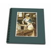 3dRose Victorian Era Woman in the Kitchen Mixing Batter with Spices - Mini Notepad, 4 by 4-inch