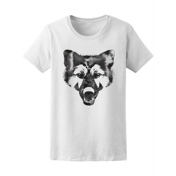 Black And White Angry Dog T-Shirt Women -Image by Shutterstock, Female XX-Large