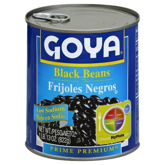 GOYA Low Sodium Black Beans 29 oz Can - Gluten Free, No Cholesterol, Excellent Source of Fiber