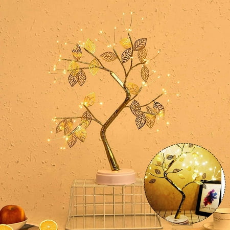 

RnemiTe-amo Deals！Mini LED Night Light Night Lamp LED Copper Wire Light Tree Light Battery USB Home Decoration Night