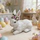 thumbnail image 4 of Easter Bunny Figurine Resin Rabbit Statue White 7.56in Tabletop Decor • Ceramic Look Ornament • Spring Easter Centerpiece for Living Room Bedroom, 4 of 6