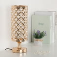 thumbnail image 3 of Gold Crystal Table Lamp Set Vintage Nightstand with Clear Crystal Beads Lampshade, 3 of 6