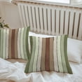 thumbnail image 4 of Brown Green Striped Outdoor Pillow Covers Set of 2 Modern Vintage Wood Texture Rectangle Waterproof Throw Pillow Case Decorative Square Cushion Cover for Patio Couch Garden Balcony, 20"x20", 4 of 9