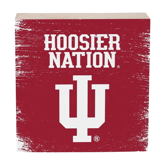 Indiana Hoosiers 6" Square Fan Chant Wood Block Shelf Sign