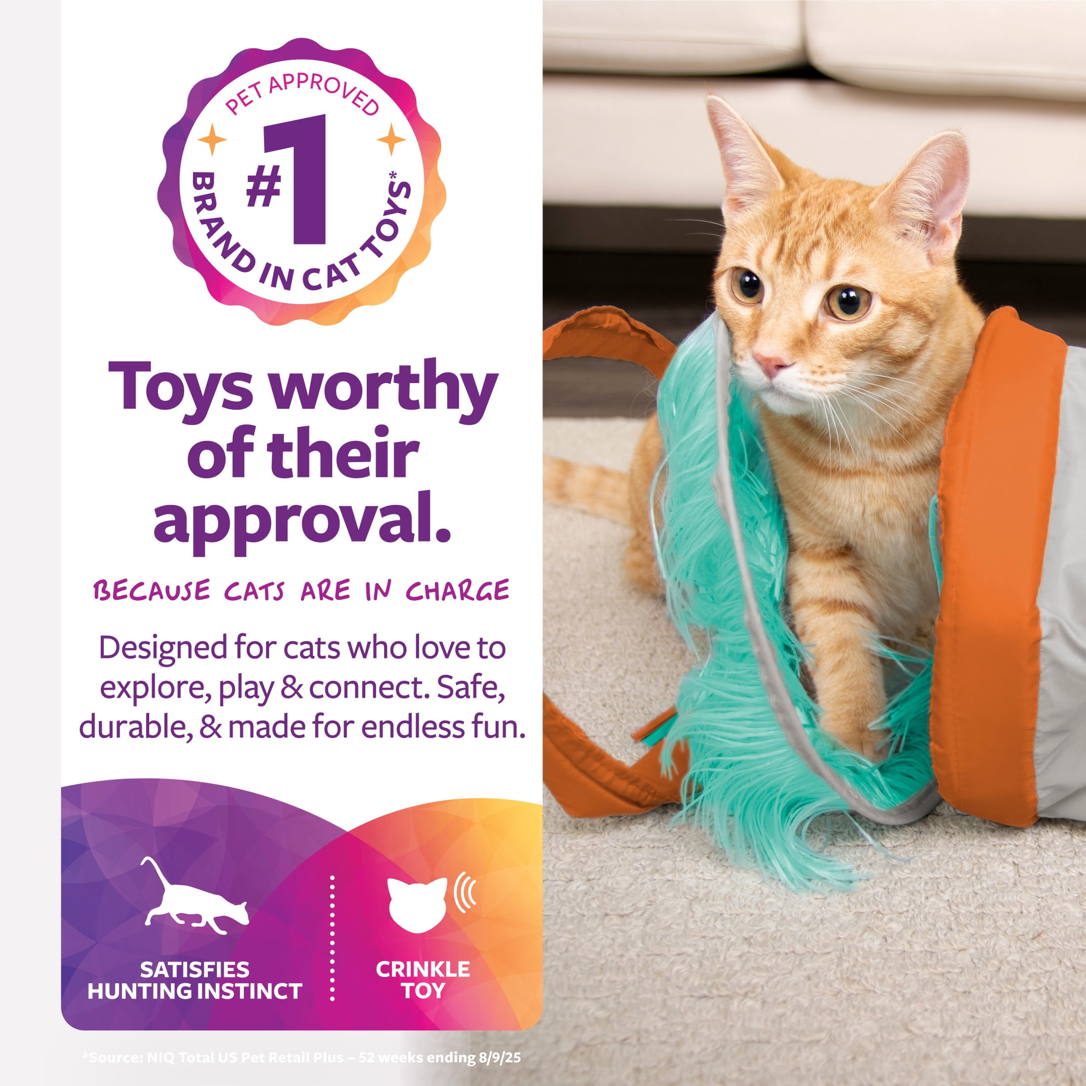 SmartyKat Fringe Frenzy Cat Activity Tunnel, Collapsible 20-inch