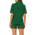 thumbnail image 3 of INSPIRE CHIC Women's Pajamas Summer Short Sleeves Button Down with Shorts Lounge Sets L Green, 3 of 5