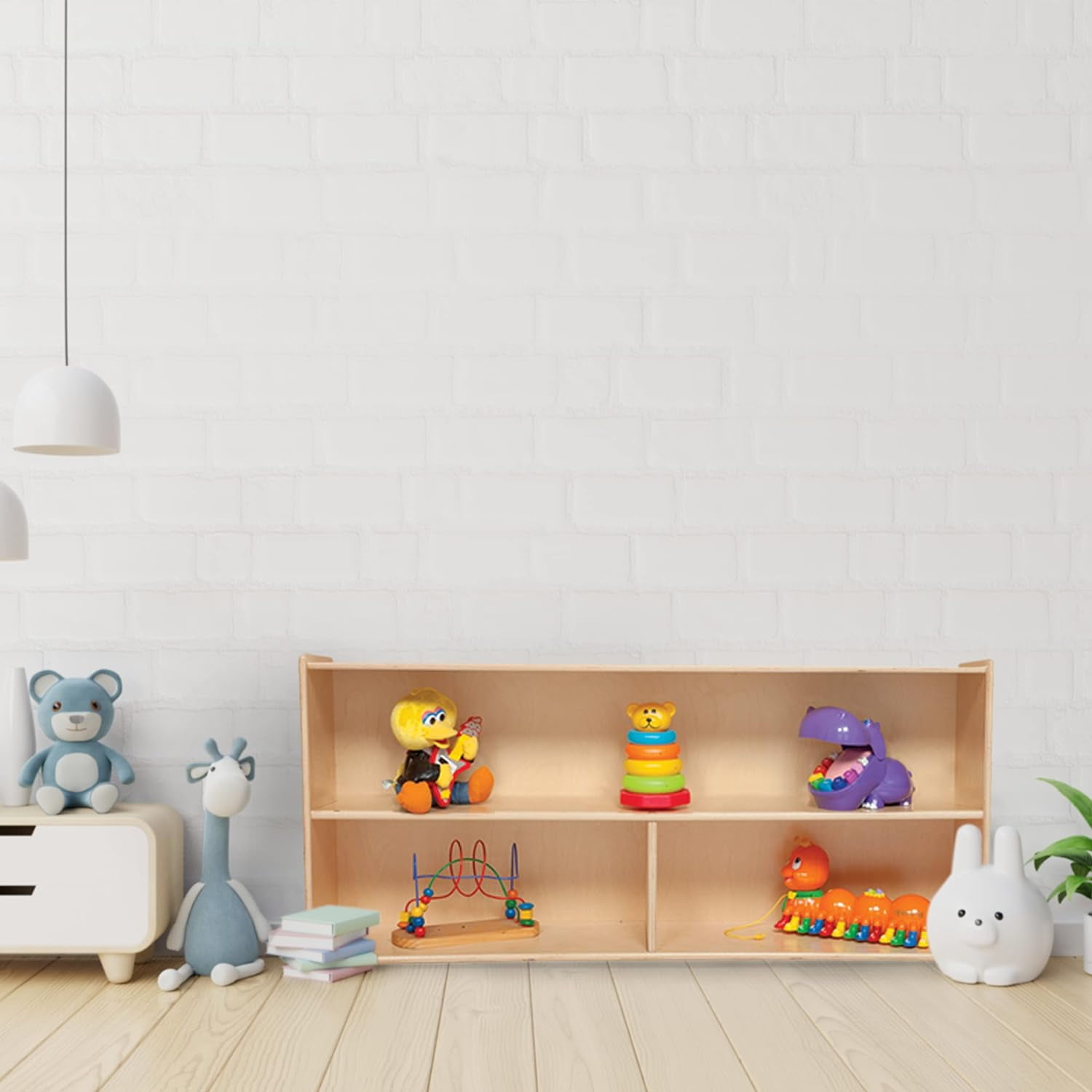 RRI Goods 2-Shelf Kids Bookshelf & Toy Storage Organizer, 3-Section Montessori Shelves