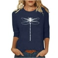 thumbnail image 1 of Birdeem T-Shirt Ample Imprimé pour Femmes, Blouse Mi-Longue à Manches 3/4, Col Rond, Hauts Décontractés, 1 of 1
