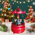 thumbnail image 3 of Christmas Carousel Music Box Christmas Decoration - 7.2x4.3" Rotating Musical Creative Ornament for Holidays Home Desktop Decor & Festive Gift, 3 of 5