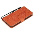 thumbnail image 5 of for iPhone 13 Wallet Case, Kickstand Case with Credit Card Holder, Embossed Butterfly Pattern with Strap Premium PU Leather Magnetic Closure Shockproof Protective Flip Cover 6.1", Orange, 5 of 9