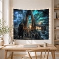 thumbnail image 5 of Viking Warrior and Raven Under Stone Arch in Stormy Sea, Dramatic Fantasy for Mythology Fans, Norse Art Decor, Housewarming Gift Tapestry Wall Hanging for Living Room and Man Cave, 5 of 7