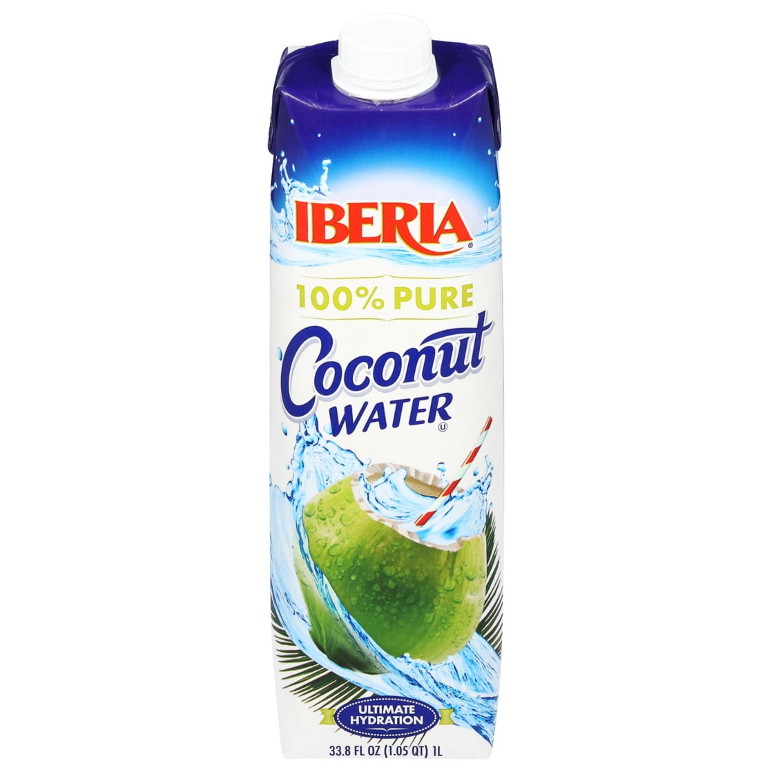 Iberia 100% Pure Coconut Water in Bottle, 33.8 fl oz, Natural Hydration Beverage