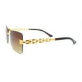 thumbnail image 3 of Mens Rimless Luxury Metal Jewel Chain Link Arm Fashion Sunglasses Gold - Brown, 3 of 4