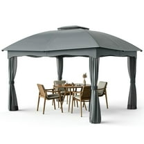 GVN Patio Garden Pergola, Pergola Canopy,12 x 10 Feet Canopy Double Vented Heavy Duty Steel Gazebo-Gray