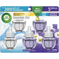 Air Wick Plug in Scented Oil Refill, 5 ct, Fresh Linen and Lavender, Air Freshener, Essential Oils