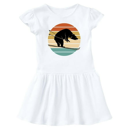 

Inktastic Skiing Bear Retro Sunset Gift Baby Girl Dress