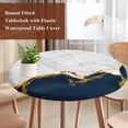 thumbnail image 4 of Navy Blue Gold Marble Round Tablecloth, Fitted Table Cover with Elastic for 45"-54" Round Tables, Modern Abstract Marble Crack Texture Table Cloth Outdoor Indoor Dinning Party Waterproof Tablecloths, 4 of 7