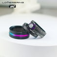 thumbnail image 3 of Couple Ring Bridal Set His Hers Black Gold Plated Violet Sapphire Titanium Steel 10k Wedding Ring Band Set, 3 of 9