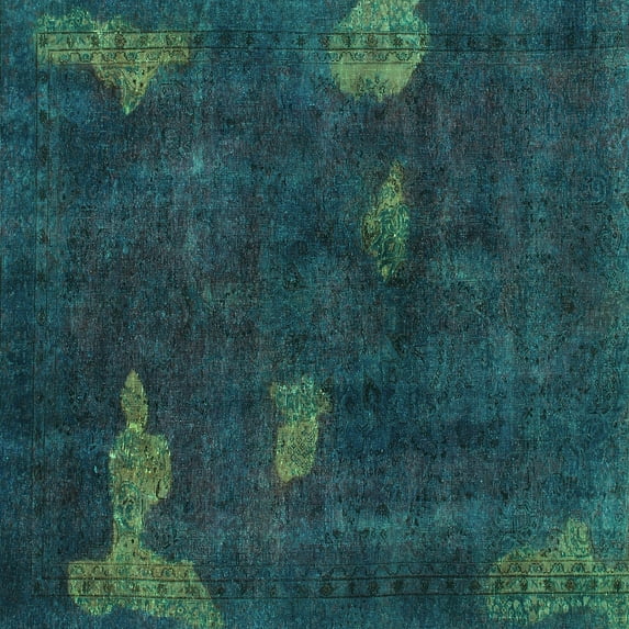 Ahgly Company Indoor Square Abstract Turquoise Blue Modern Area Rugs, 3' Square