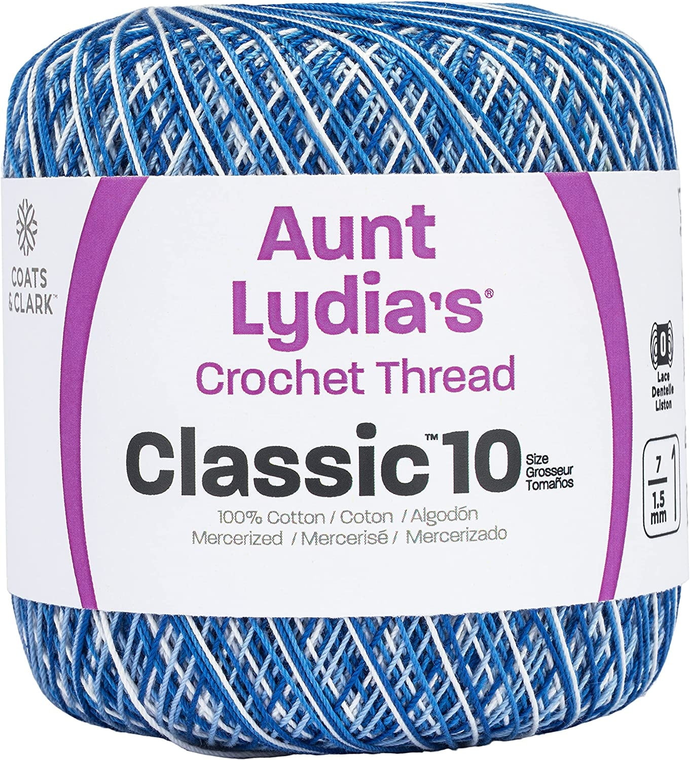 PASTELS VARIEGATED - Aunt Lydia's Classic 10 Crochet Thread. 300yds. Item  #154-0465