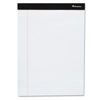 Universal One Perforated Legal Writing Pads, 6-Pack - White Ruled Paper With Red Margin, 8.5 X 14 Inches