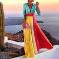 thumbnail image 1 of Fshaion Robe d'Été pour Femmes 2024 Grande Taille Col en V Profond patchwork Imprimée style des Fêtes Grande Jupe Longue Liquidation à Moins de 10!, 1 of 6