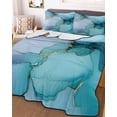 thumbnail image 2 of Quilts Full Size, Teal Blue Marble Soft Comforter Bedding Set for Bed, Modern Abstract Art Marble Crack Lightweight Quilted Bedspread with Pillow Cover(2 Pieces) for All Season, 78x90 Inch, 2 of 6