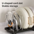thumbnail image 4 of Pots and Pans Organizer, Multi-Layer Thickened Foldable Cookware Rack, Dual Use Horizontal & Vertical Placement, for Kitchen Cabinet & Countertop,White, 4 of 8