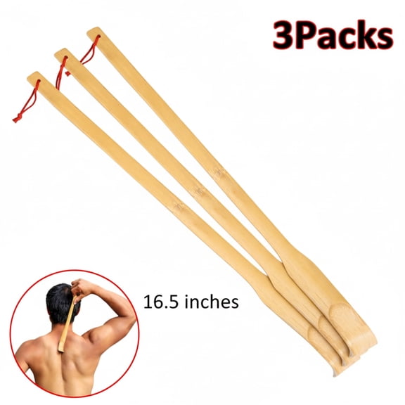 SharkTRUE 3Packs 17 Inch Bamboo Back Scratcher with Long Handle Wooden Itch Relief Tool & Body Relaxation Massager for Adults
