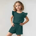 thumbnail image 2 of Wdgfv Toddler Girls Summer Outfits Fly Sleeve T-Shirt and Shorts Set Casual Playwear Comfortable 2 Piece Clothing for 1-5 Year Olds Green 12-18 Months, 2 of 9