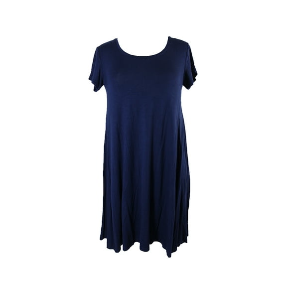 Style & Co Womens Short Sleeve A Line Dress Ink S