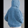 thumbnail image 4 of Chaqueta Vaquera con Capucha para Mujer, Jersey Vaquero con Botones y Capucha con Cordón, Sudadera Informal de Larga. Azul Medio XXL, 4 of 8