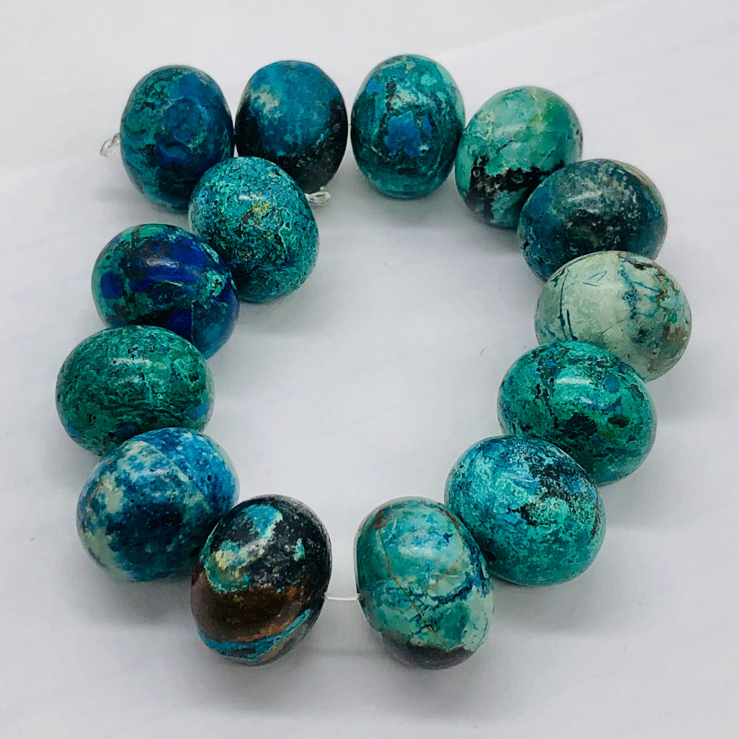 Iridescent Green Bauble Beads with Iridescent Blue Pearl Beads (L) -  JewelsFurPaws
